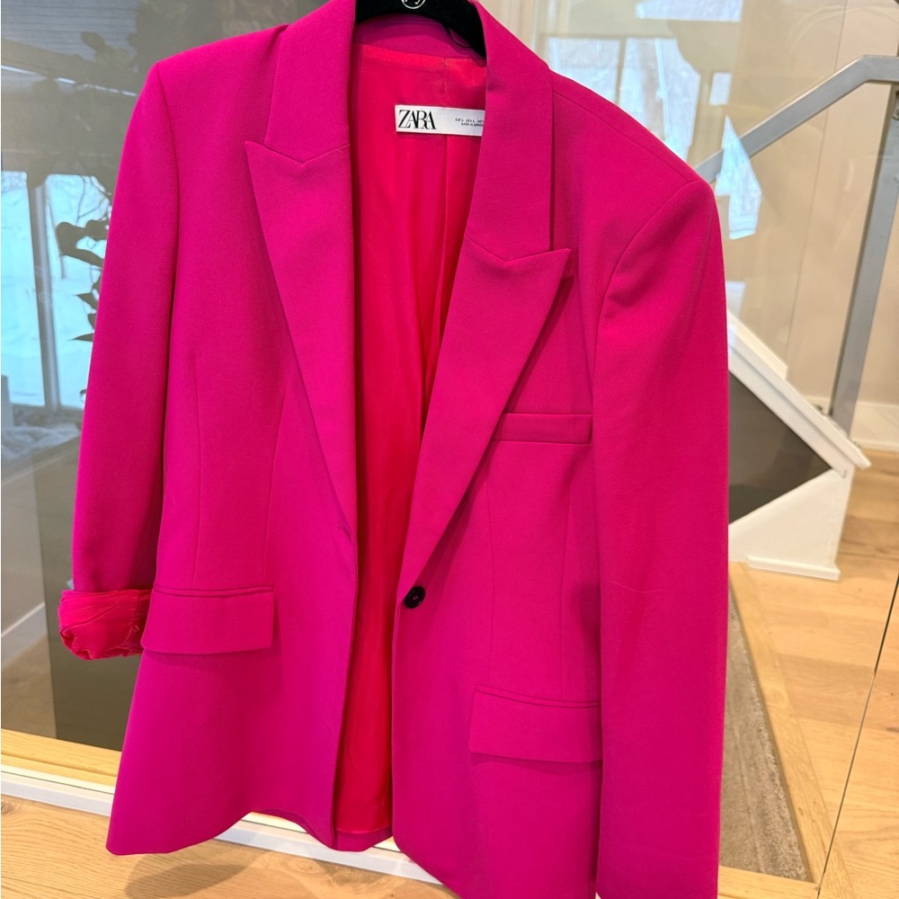 Zara Hot Pink Structured Blazer